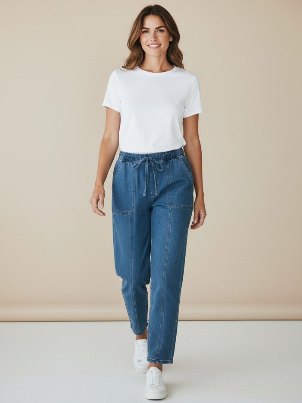 TAHARI Lifestyle Premium Denim Pull-On Barrel Pants Size Small NWT